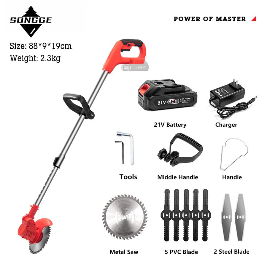 Songge Lithium Electric Handheld Lawn Mower Garden Trimming Machine Grass Cutter Garden Tools