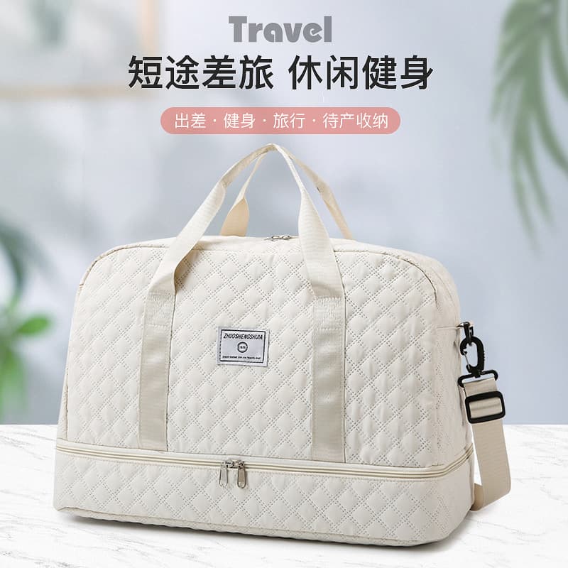 Large Capacity Sport Travel Bag with Independent Shoe Compartment for Fitness and Swimming Korean Style Short Trip Bag for Maternity