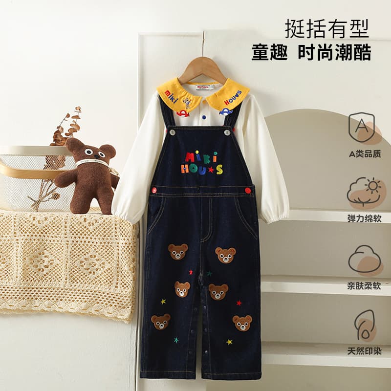 Unisex kids' cartoon animal ready-to-ship embroidered denim overalls wholesale, dropshipping from source factory