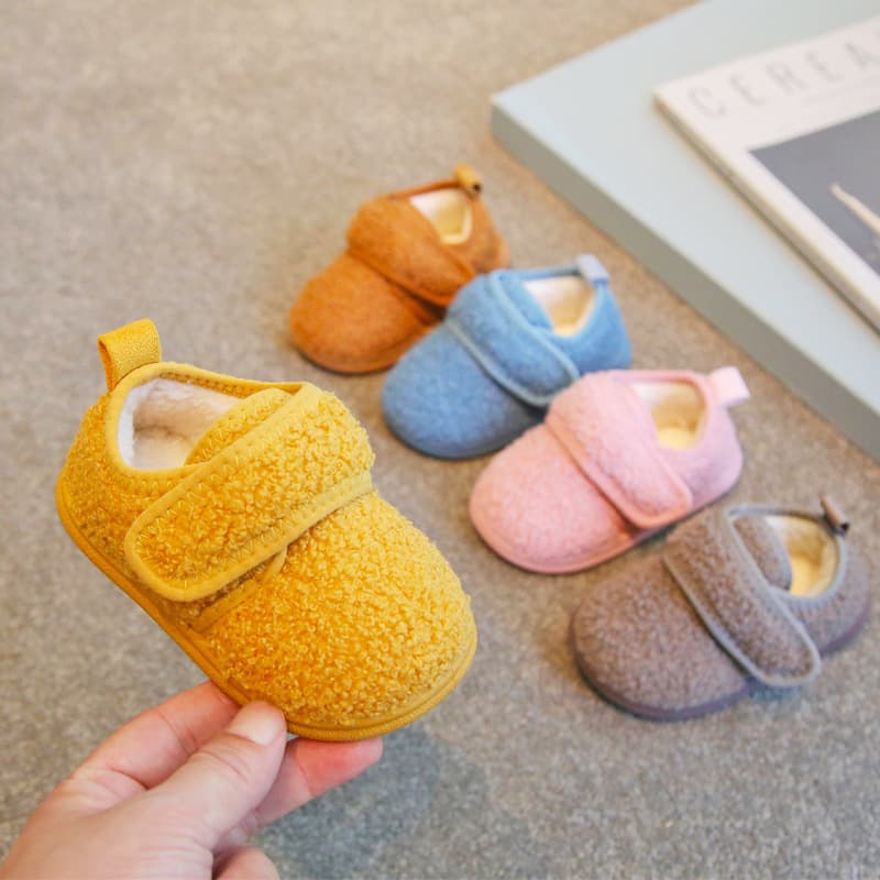 Winter Children's Cotton Slippers Baby Soft-Soled Walking Shoes Boys' Indoor Home Shoes Furry Heel Wrap Anti-Slip for Kids