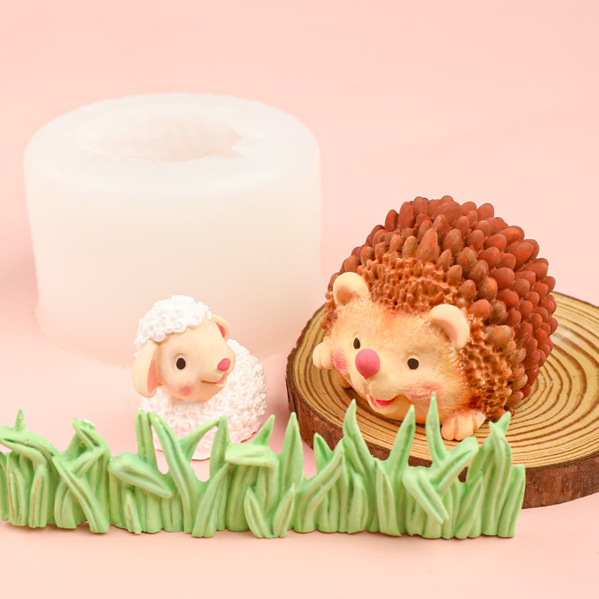 Cute 3D Little Sheep Hedgehog Silicone Mold for Jelly Mousse Cake DIY Handmade Soap Car Plaster Decoration