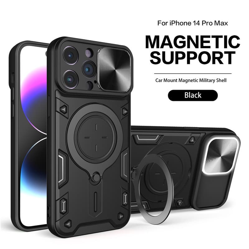 Phone Case for iPhone 18 Pro Max, Apple 7 Push-Window Drop-Resistant Case, 16 Magnetic Stand Protective Cover