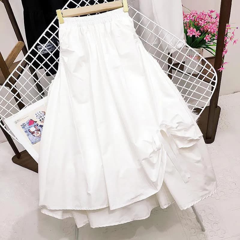 2025 Spring Summer Lolita Half Skirt Elastic Waist Double Bow A-line Mid-Length Puffy Skirt