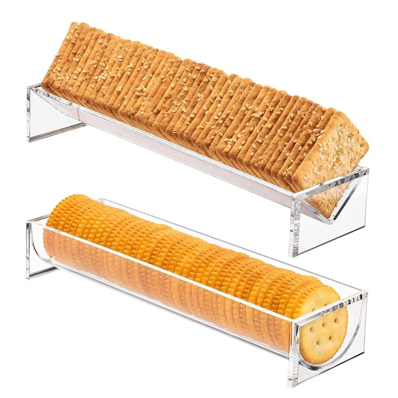 Transparent Acrylic Cookie Tray 2-Piece Set, Rectangular and Round Cookie Display Stand, Food Serving Tray