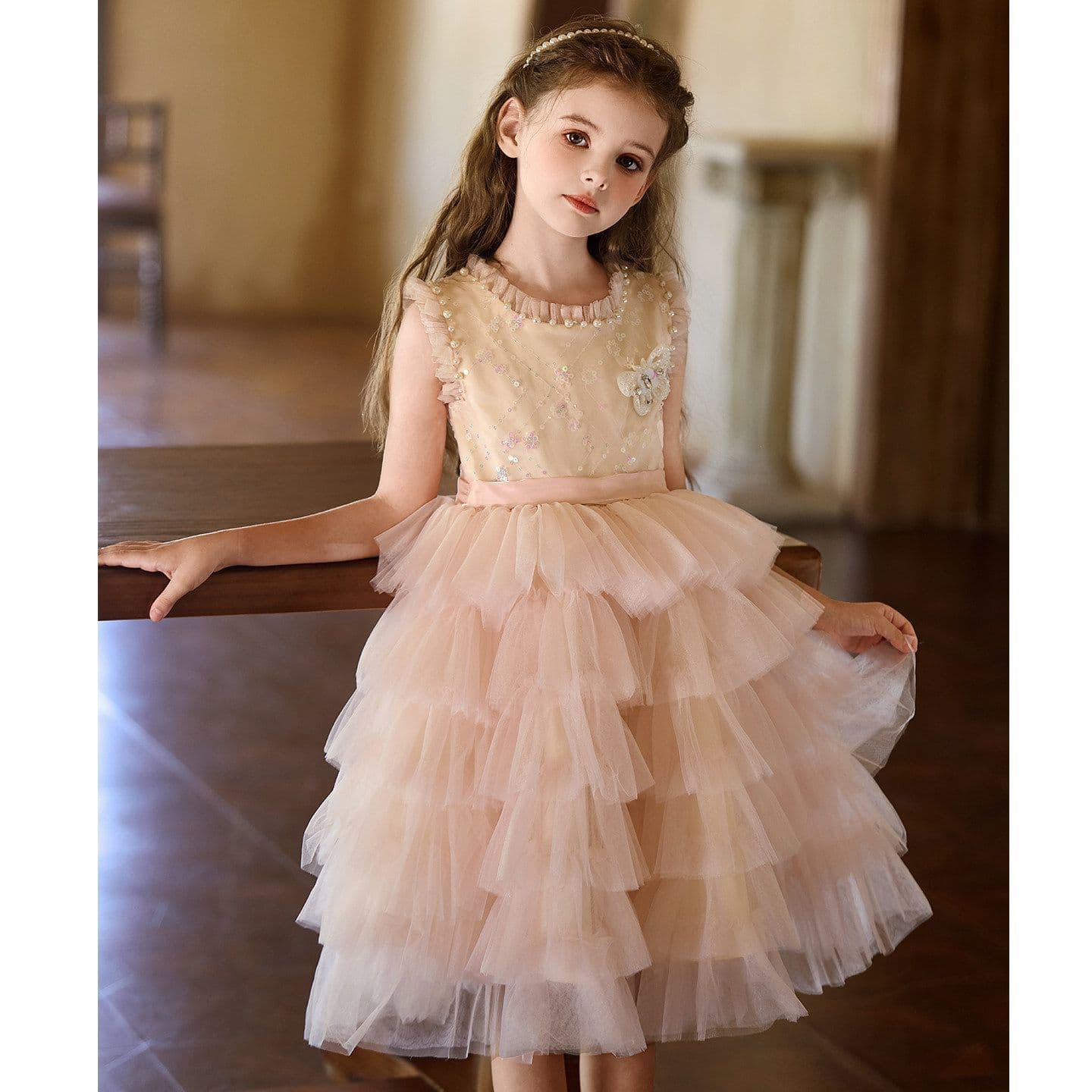 Girls Pink Sequin Mesh Princess Dress Summer Children's Tutu Dress Baby Birthday Party Gown Fairy Dress