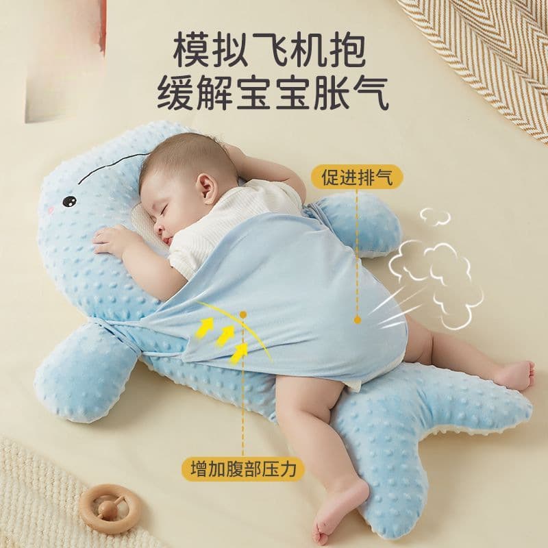 Sleep Aid Pillow for Baby Gas Relief and Colic, White Goose Tummy Sleeping Pillow, Comforting Plush Toy for Infants