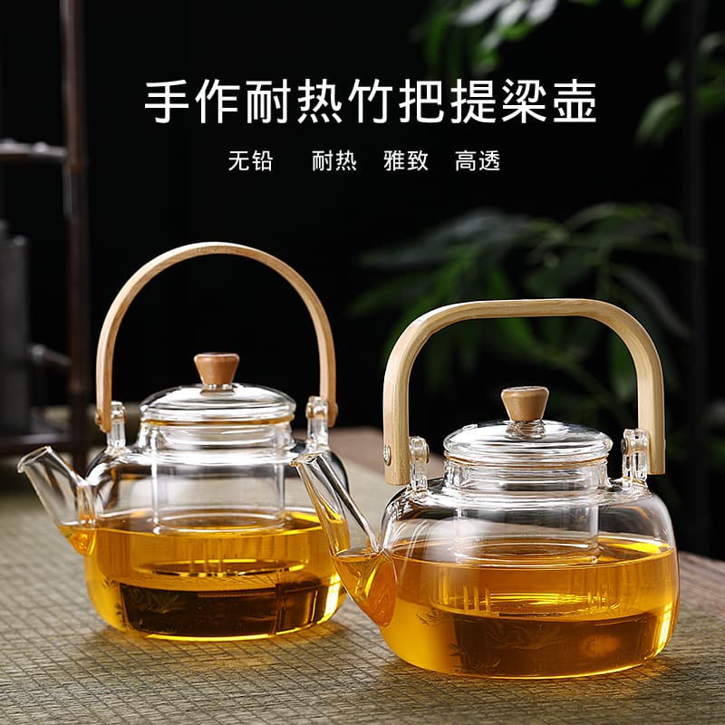Japanese Style Home Use Electric Ceramic Stove Glass Teapot Heatable Glass Flower Tea Pot High Temperature Resistant Tea Pot Set