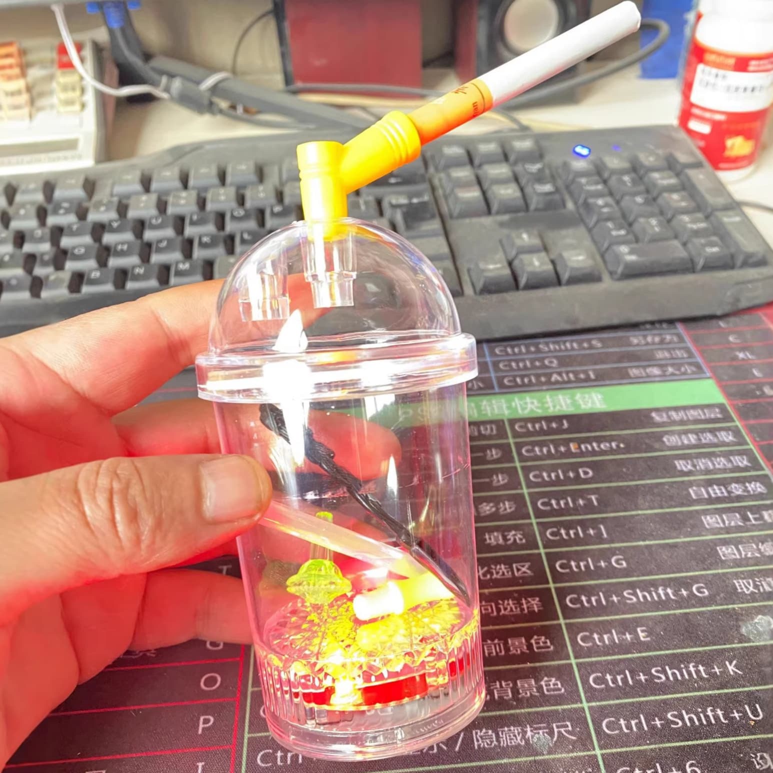 Transparent acrylic hookah with running light water pipe circulating filter cigarette holder hookah bag removable and cleanable smoke pot