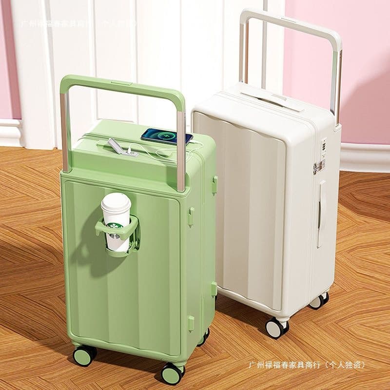 Wide Handle Luggage for Women 2026 New Style High Capacity Travel Suitcase with Spinner Wheels Trendy for Students Men Leather Case