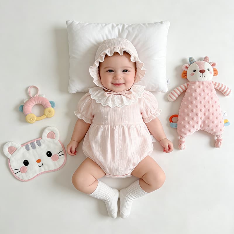 Newborn Baby Girl Short Sleeve Bodysuit 2026 Summer Fashionable Doll Collar Top from Source Factory