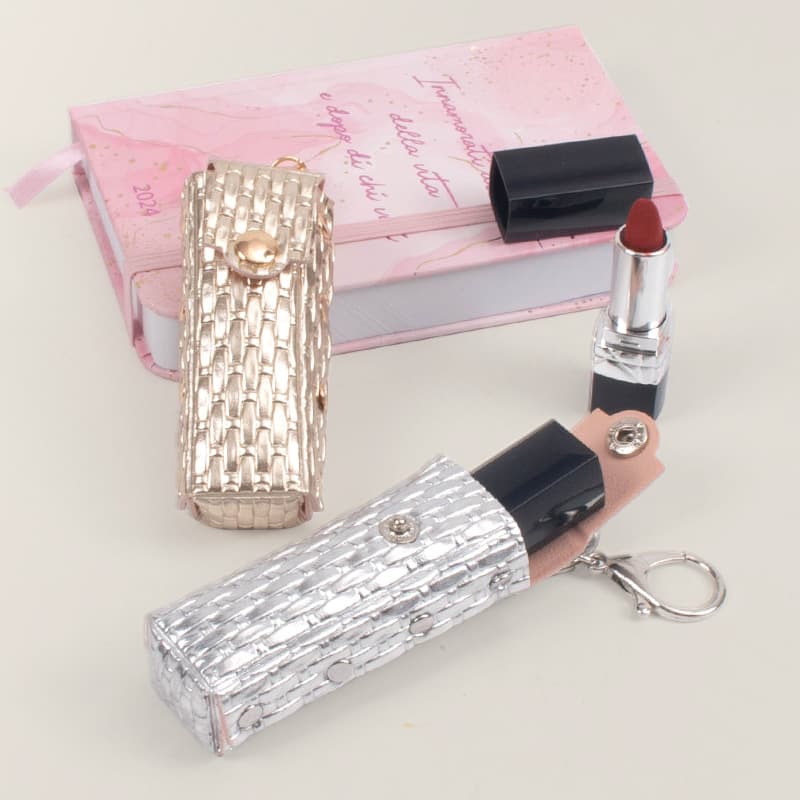 Super fiber full diamond lipstick bag is convenient to carry, love key chain bag, mini mirror pendant, lipstick bag, versatile accessory