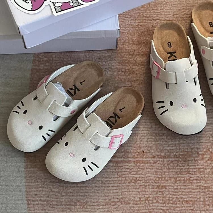 Niche Cute KT Birkenstock Shoes Women 2026 Spring Autumn New Chunky Sole Closed Toe Slip-on Casual Sandals