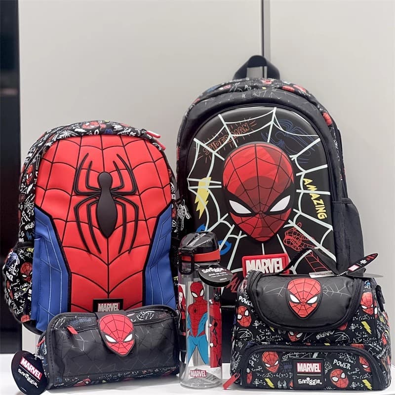 Smiggle Spider-Man Backpack and Pencil Case Set Marvel Superhero Backpack Meal Bag Stationery Box Gift