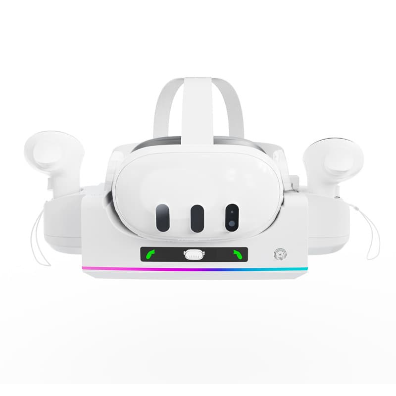 Meta Quest 3S VR Glasses Handle Charging Base, Quest 3 Universal Wall-Mounted Charging Dock with RGB Light