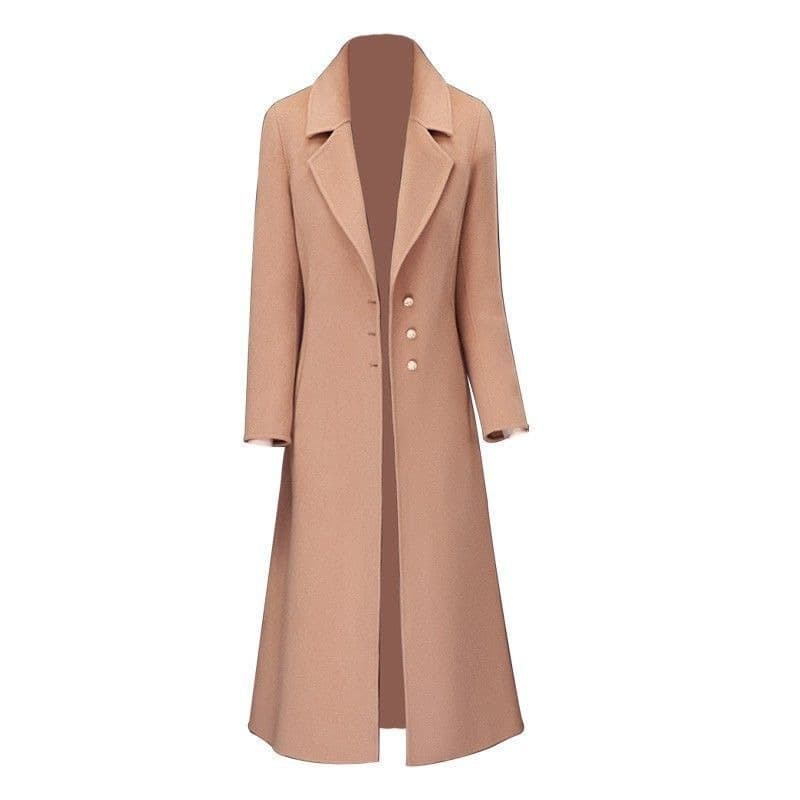 New Arrival Amazon EU US Fall Winter Trench Coat Woolen Outerwear Women's New Slim Fit Over-the-Knee Trench Coat for Mature Women