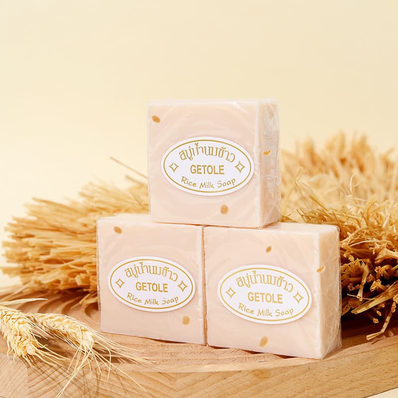 Thai rice soap, ready-made, cold-process, for cross-border trade, handmade, and as a wedding gift or souvenir. Wholesale and dropshipping available.