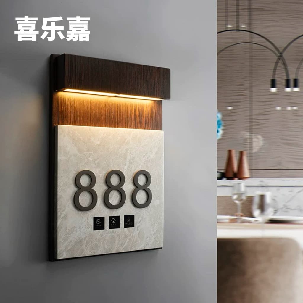 Premium Hotel Luminous Doorplate with Doorbell, Electronic Room Sign for Guest Rooms, Clubs, Restaurants, Custom Creative Design