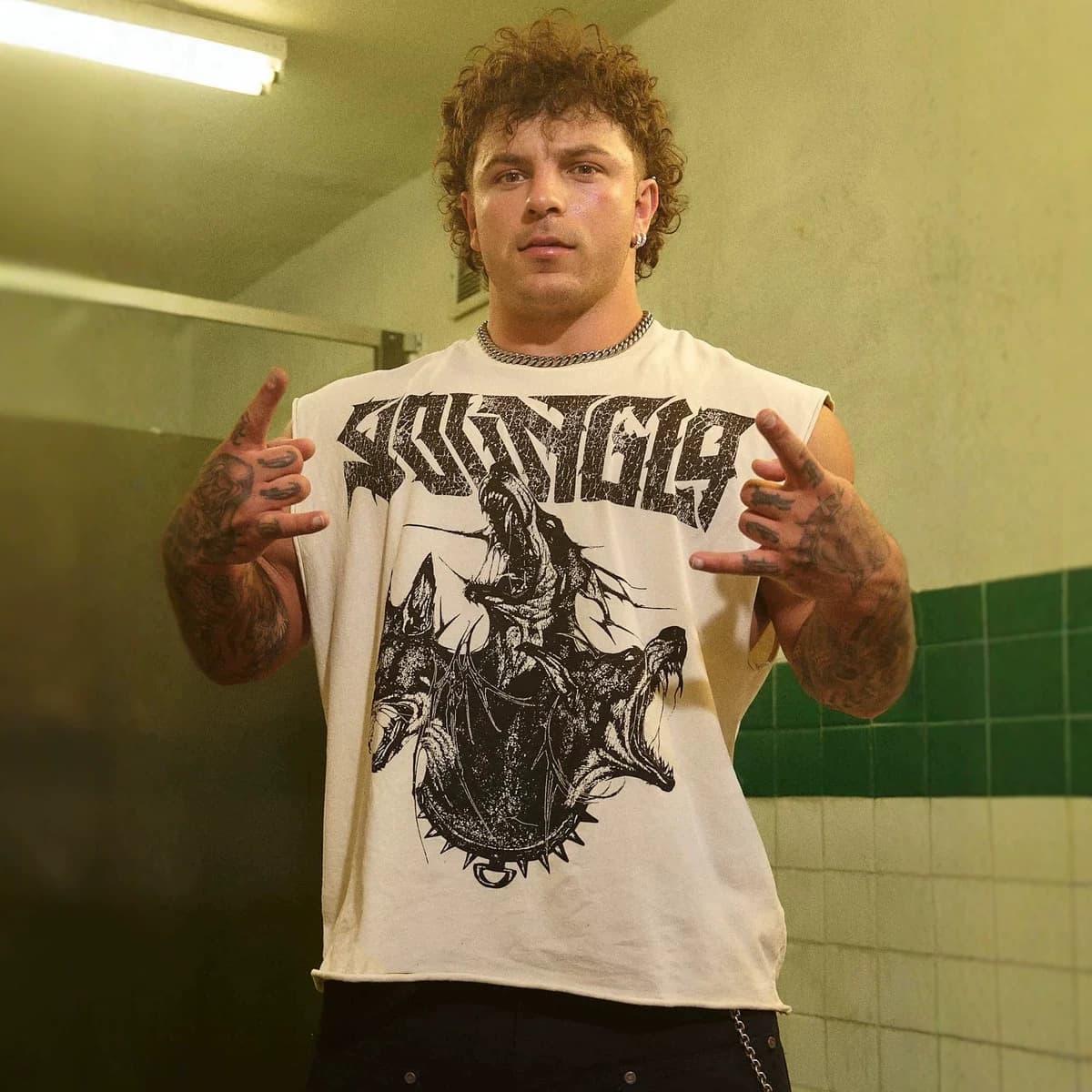 YOUNGLA American Style New Men's Muscle Tank Top Cotton Printed Casual Trendy Sleeveless T-Shirt