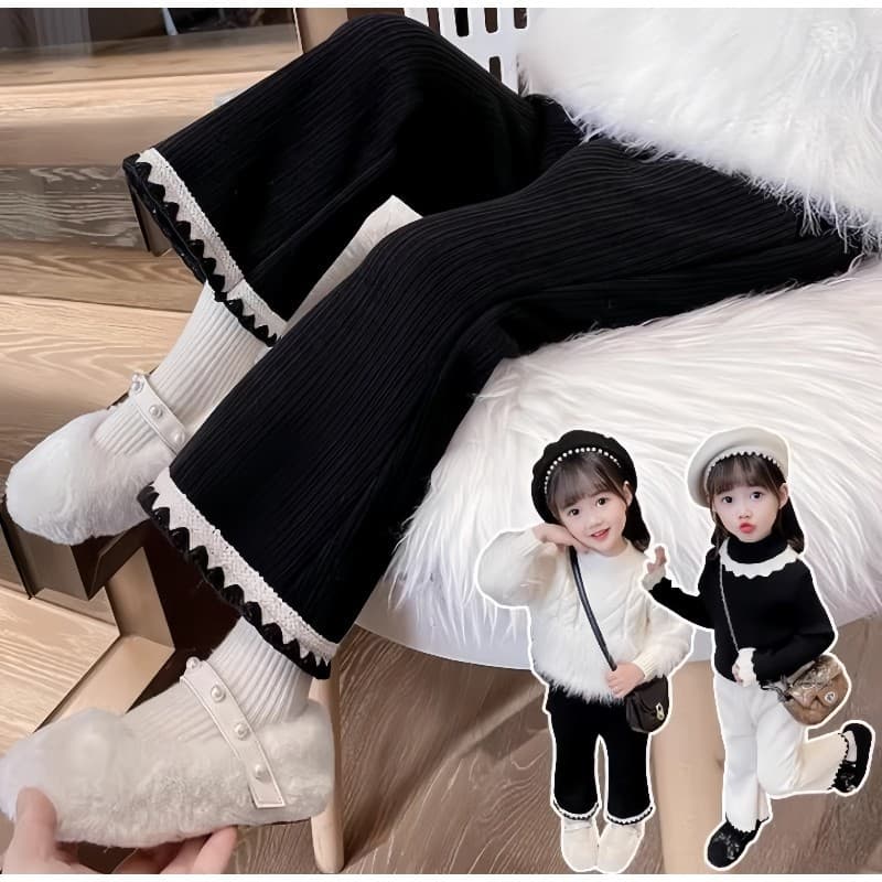 2025 Fall New Children's Clothing Chenille Fashion Casual Stylish Girls' Flared Pants Drop Shipping