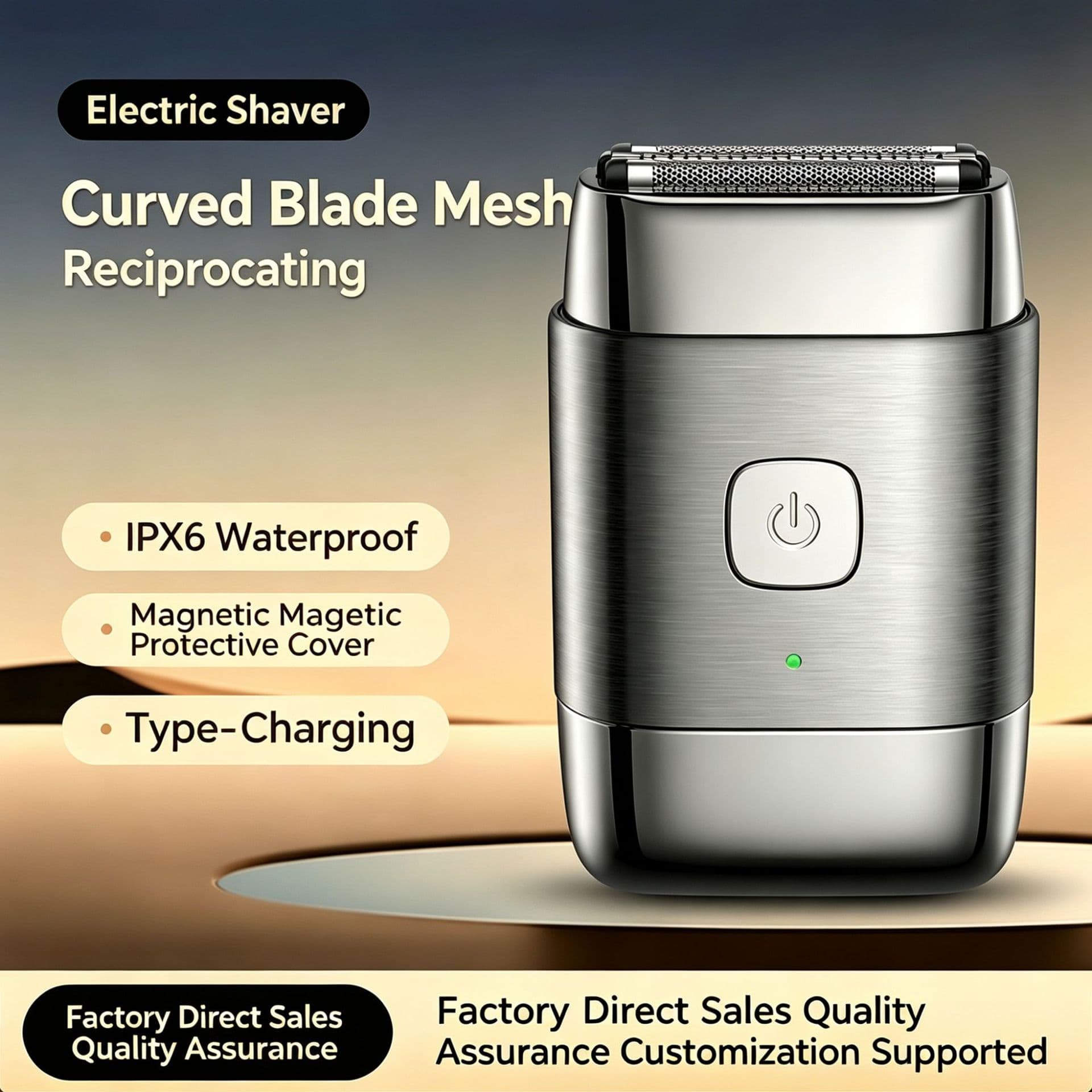 Small Portable Triple Foil Reciprocating Pocket Men Shaver