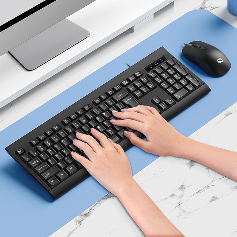 HP KM100 Wired Keyboard Mouse Set for Office And Home Computer Business Use Desktop Accessories Key Mouse Combo