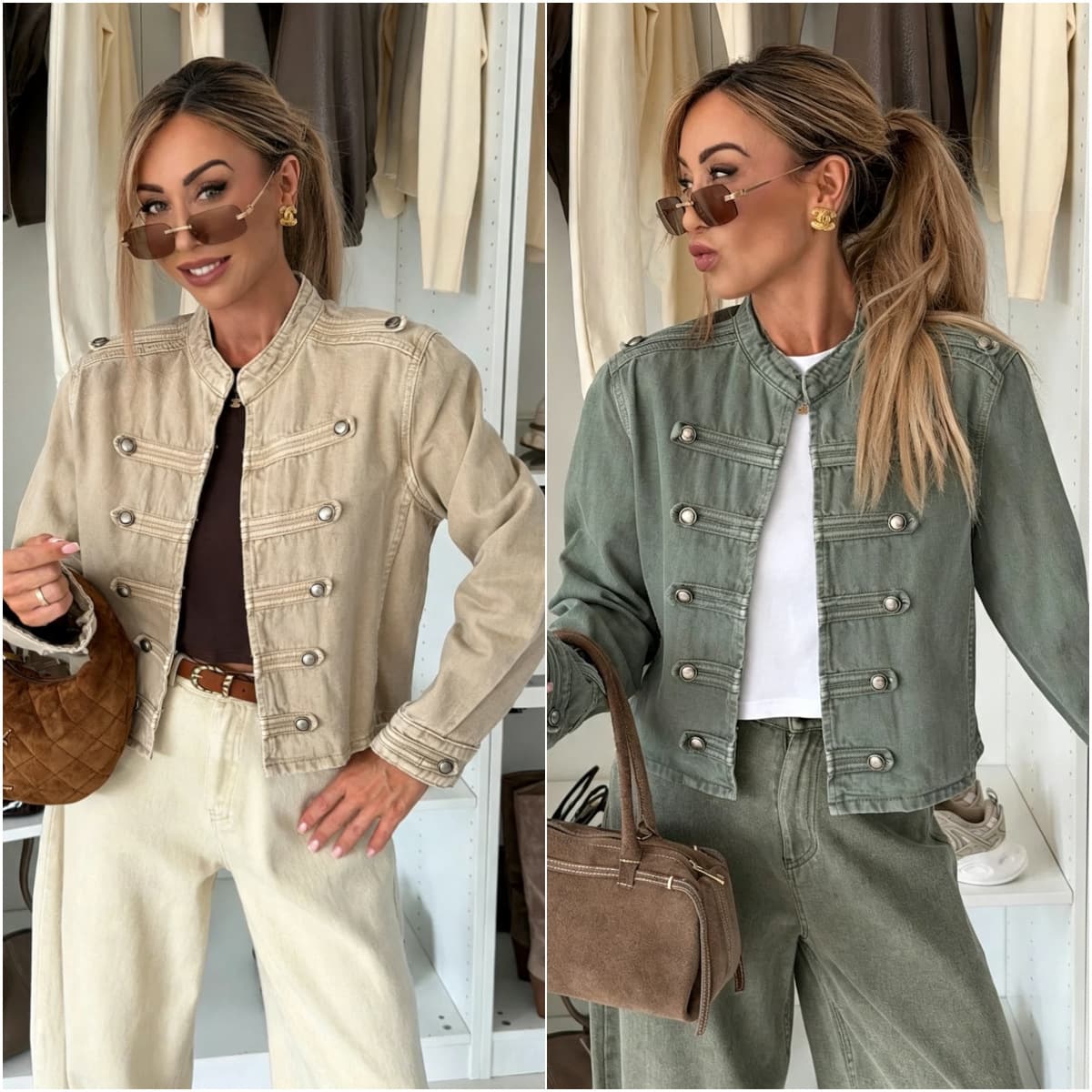 Cross-border 2026 Fall/Winter Amazon European & American Women's Metal Double-Breasted Short Rider Denim Jacket