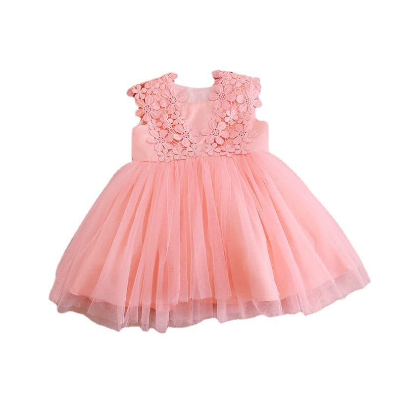 New Girls Flower Girl Birthday Dress Children's Birthday Full Moon Stylish Soft Tulle Princess Dress Baby Dress Wholesale