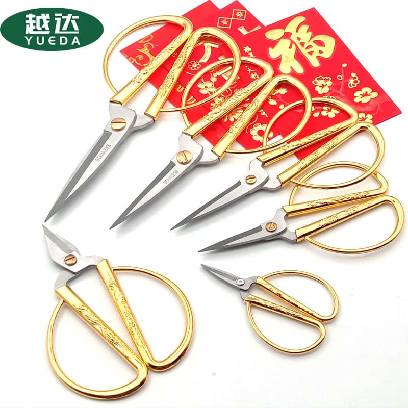 Factory Wholesale Stainless Steel Dragon and Phoenix Scissors Festive Alloy Scissors Household Tailor Scissors Opening Ribbon-Cutting Scissors Gift Scissors