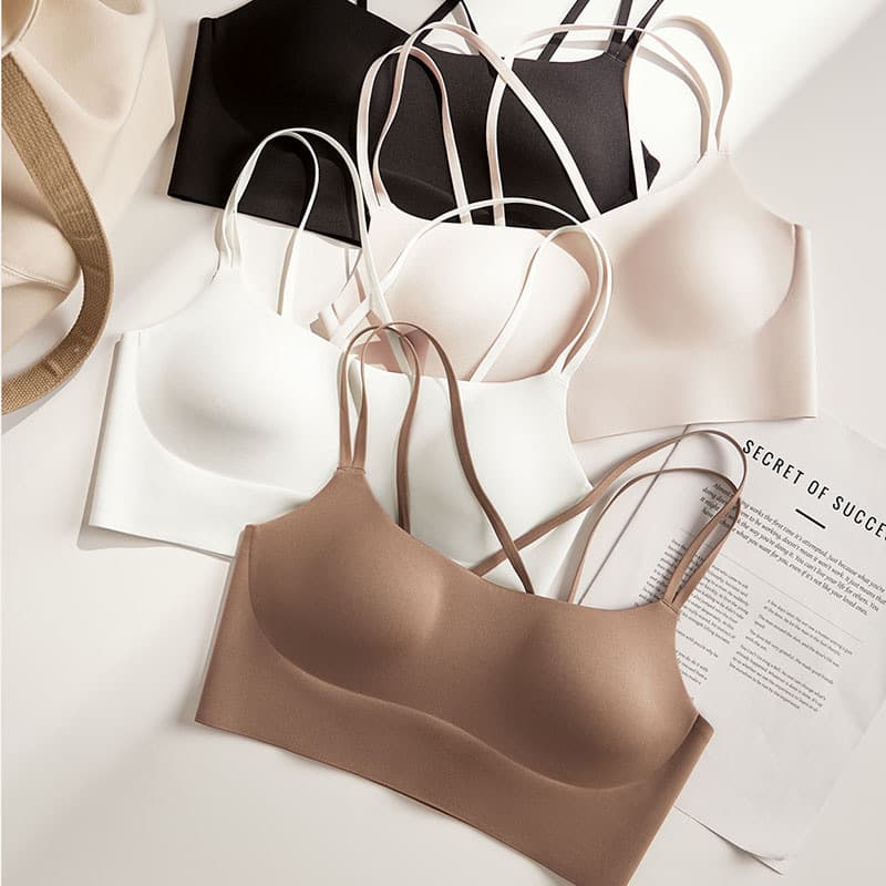 Breathable sports back-beautiful seamless underwear, thin anti-exposure backless rim-free push-up sexy vest style bra