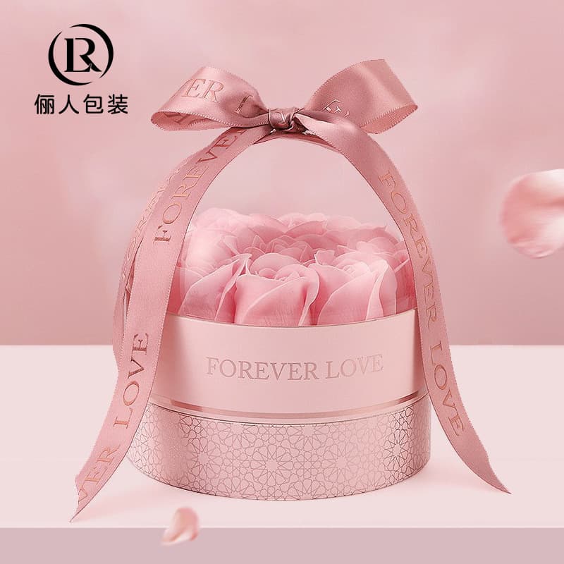 Round Fort Valentine's Day Nine Roses Gift Box Ring Necklace Jewelry Box Proposal Decoration Packaging Box