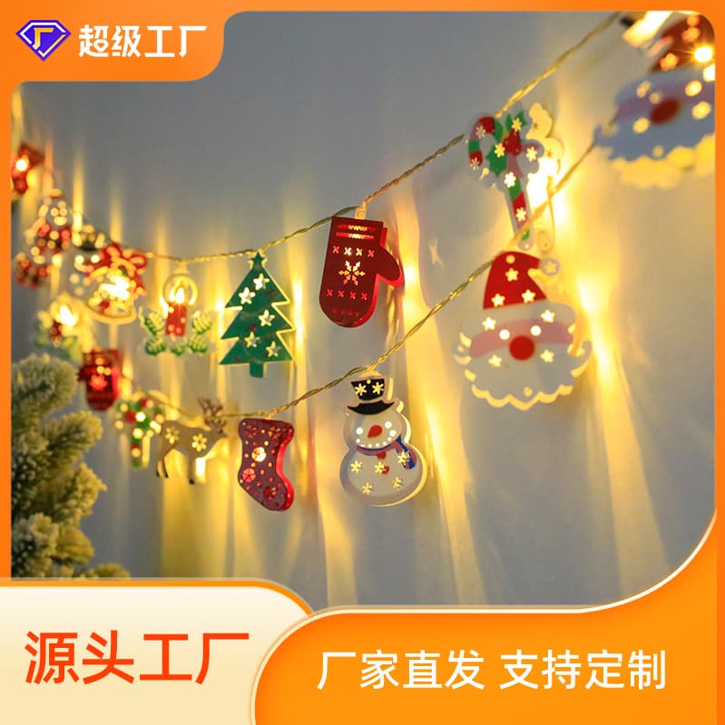 Custom-Made LED Christmas Iron Art Decorative String Lights Santa Claus Snowflake Snowman Decorative Color Lights Christmas Tree Lights