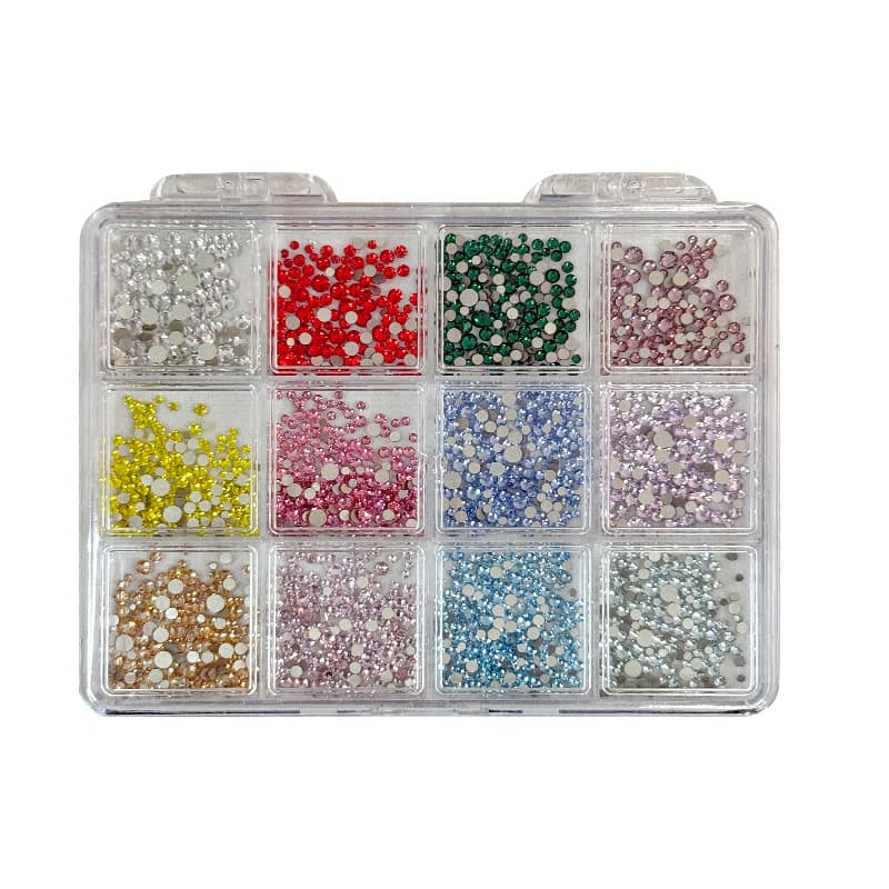 33-Facet Imitation Diamond Bling Nail Art Rhinestones, K9 Crystal Round Rhinestones, Ultra-Shiny Flat-Back Decorative Colored Stones