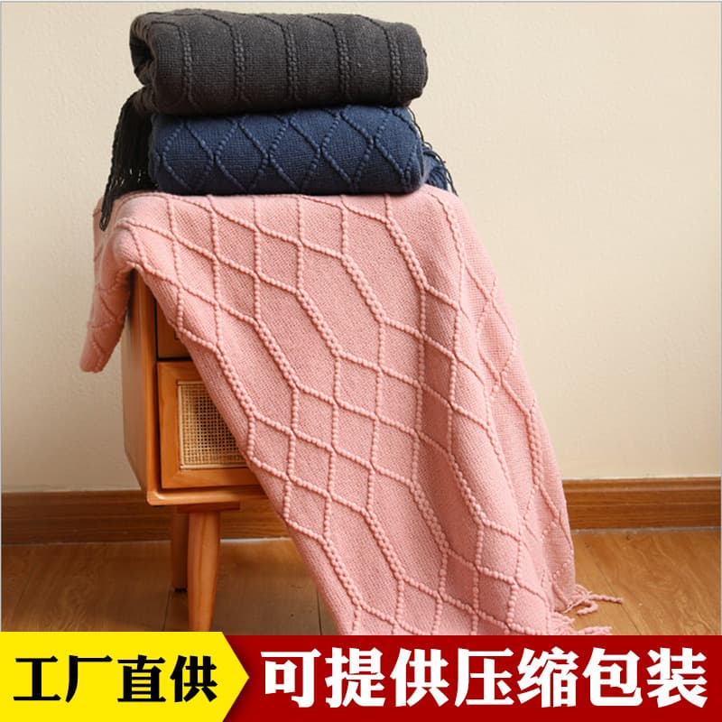 Nordic Knit Blanket Sofa Cover Bed Skirt Office Winter Nap Blanket Baby Use Other Material Home Goods China Mainland Origin