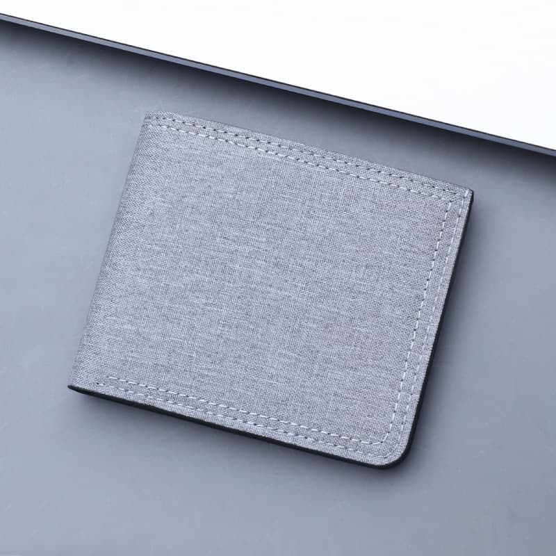 Men's Short Canvas Wallet with Zipper, Denim Style, New Unbranded Slim Design