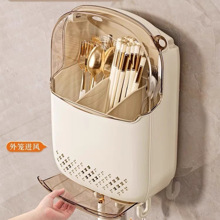 New Kitchen Countertop Chopstick Storage Box with Drainage, Spoon and Utensil Holder, Chopstick Caddy and Container