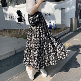 Floral Skirt for Women 2026 Spring Summer New High Waist Midi Length Ethereal A-Line Tiered Cake Skirt White