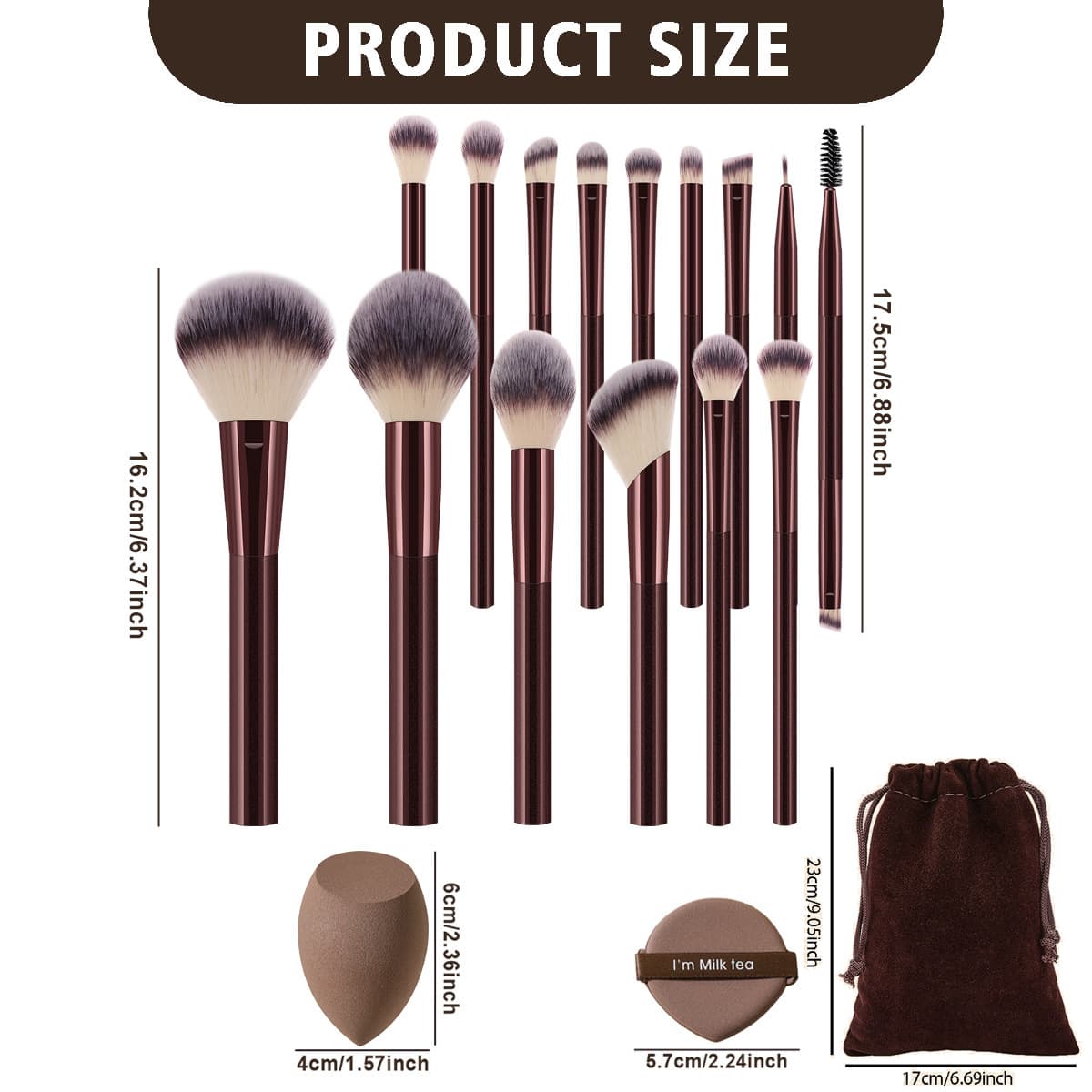 Cross-border 19-Piece Full Set Makeup Brushes with Storage Bag, Makeup Tools, Beauty Blender, Blush Brush, Eyeshadow Brush