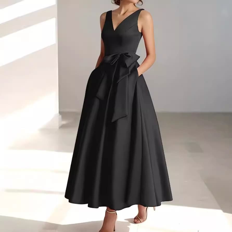 2026 New Women's Evening Dress V-Neck Slimming Party Hostess Gown for Birthday, Daily Wear, Imported Style