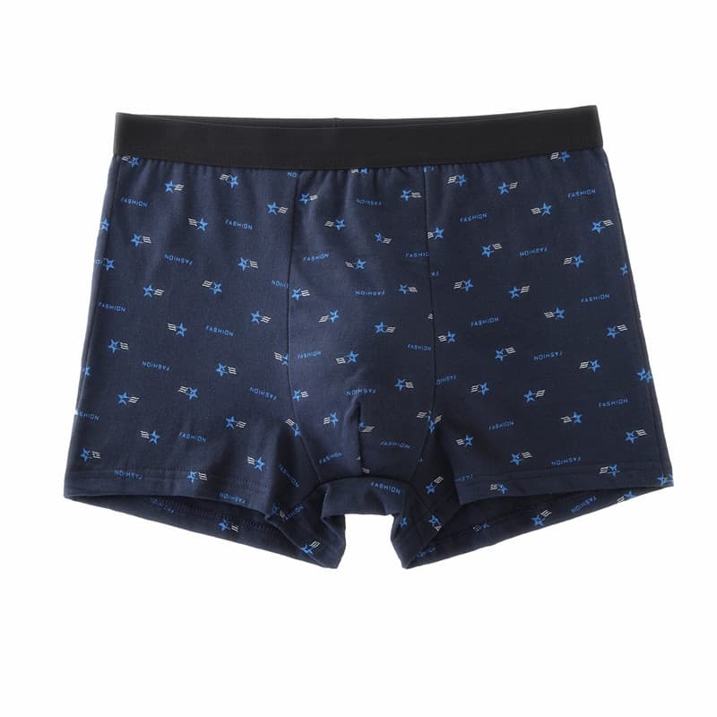 Cotton Printed Men's Boxer Briefs, Soft Breathable Shorts for Youth, Mid-Rise, Plus Size
