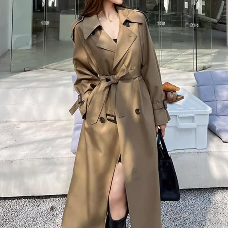2023 Autumn/Winter New Large Size Women's Trench Coat for Plus Size, Korean Style Loose Casual British Style Knee-Length 2391