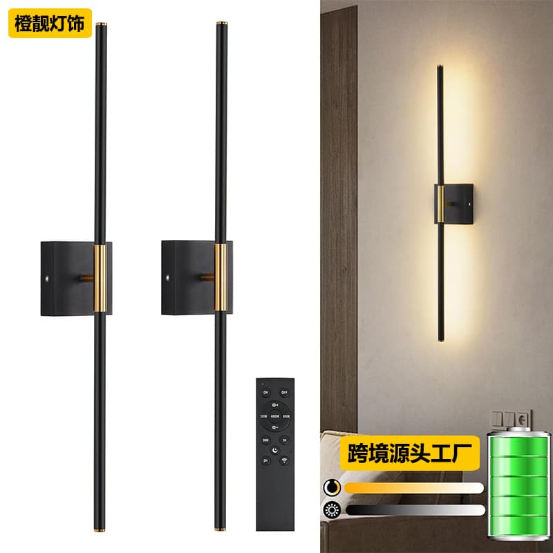 Cross-border Amazon Rechargeable Long Strip Wall Light, No Wiring Required, Remote Control, Bedroom Dresser Bedside Mirror Front Ambient Wall Light