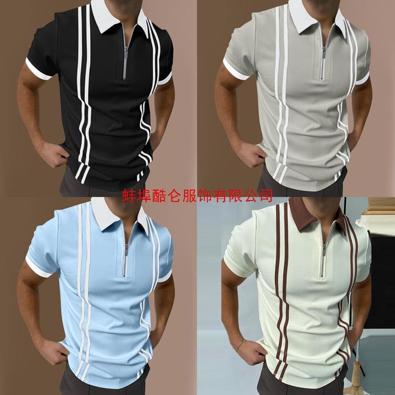 New High Quality Men's Solid Color Polo Shirt Casual Stitching