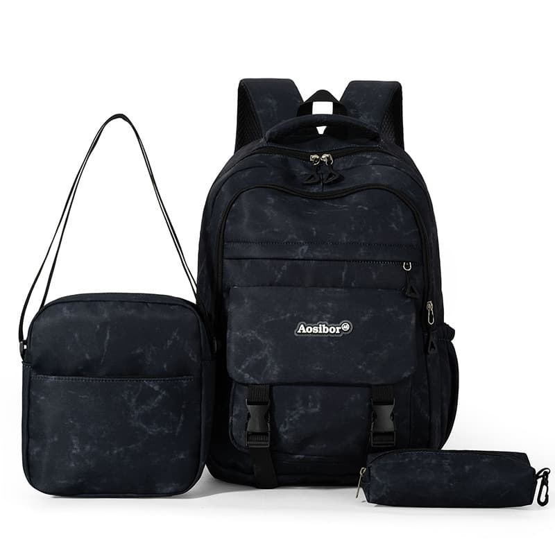 New Tuya Cross-Border Three-Piece Set Large Capacity Backpack for Middle School, High School, and College Students, Laptop Bag, Casual Travel Bag