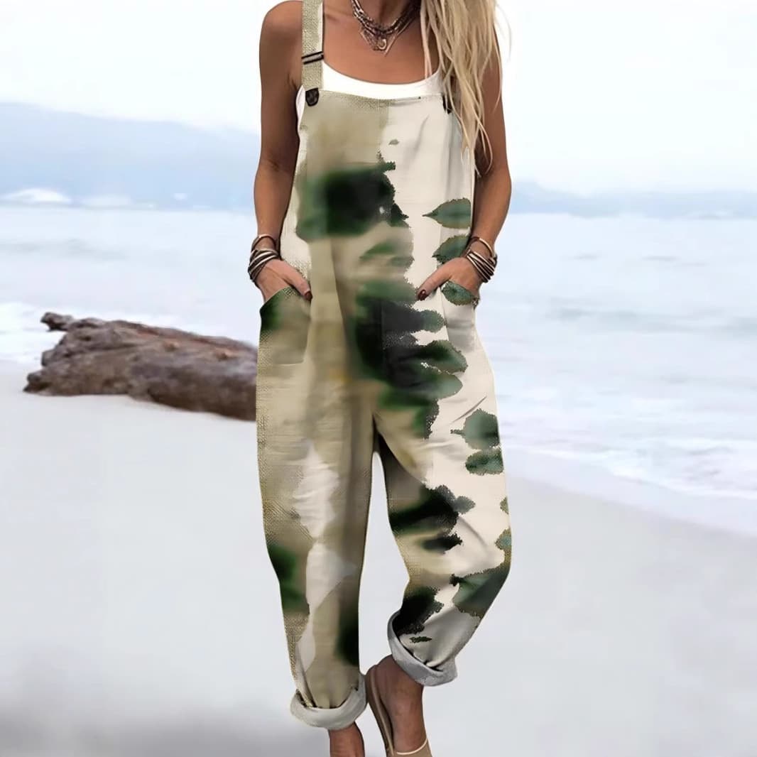 2025 New Cross-Border Women's Summer Digital Print Button Suspenders Casual Pants for Amazon EU & US