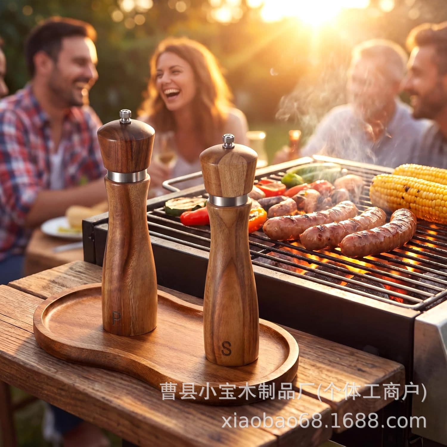 Cross-border Small Wooden Tray Oval Solid Wood Serving Tray Salt Pepper Seasoning Storage Tray Home Dinner Plate