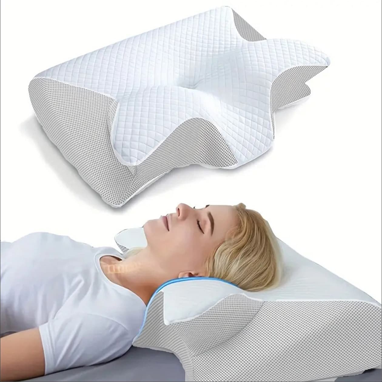 New Amazon Butterfly Pillow for Neck Support, Memory Foam Sleep Pillow with Slow Rebound, Zero-Pressure Hotel Pillow Core
