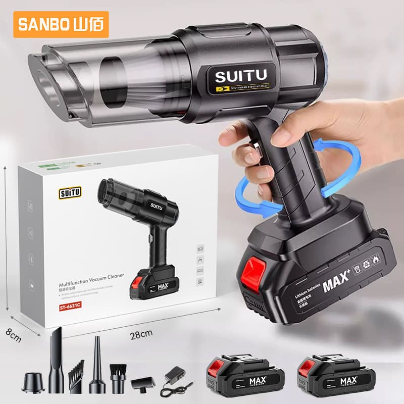 Suitu Car Vacuum Cleaner Handheld Small Super Powerful Wireless Charging Home Use Suction and Blow Dual-Purpose High Suction Power for Car Interior