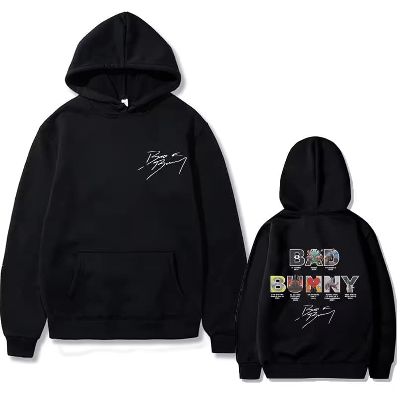 [Cross-border EU Size] Rapper Bad Bunny Music Cover Pattern Hoodie Unisex Hip Hop Hooded Sweatshirt