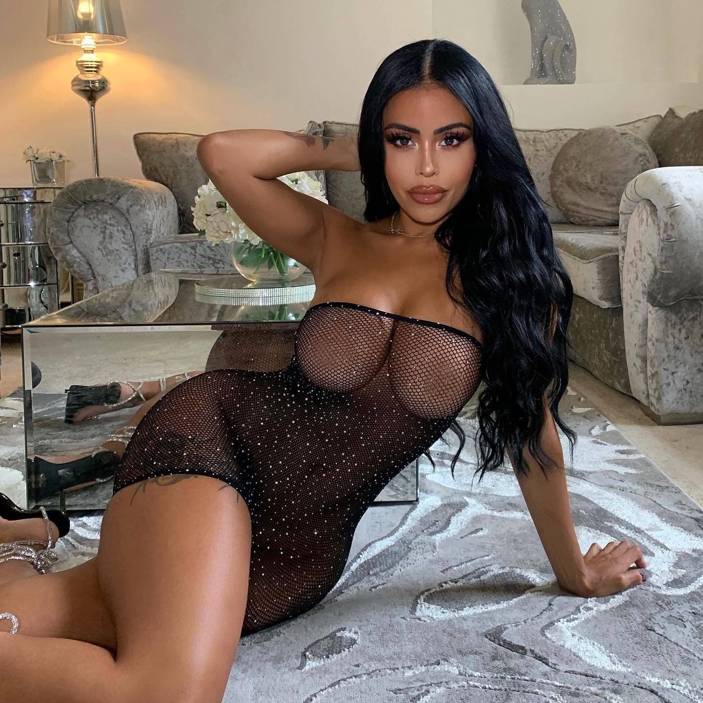 Fine Mesh Bodysuit with Rhinestone Hotfix Special Price, Women's Starry Rhinestone Sexy Passion Lingerie Set, Sheer, for Europe and America Cross-Border