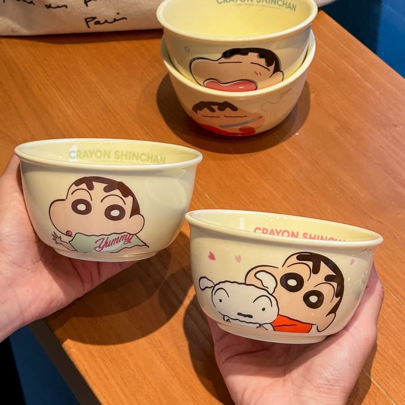 Crayon Shin-chan Collaboration Ceramic Rice Bowl Set - Cute Kids' Bowls, High-Quality Home Cartoon Ceramic Dinnerware